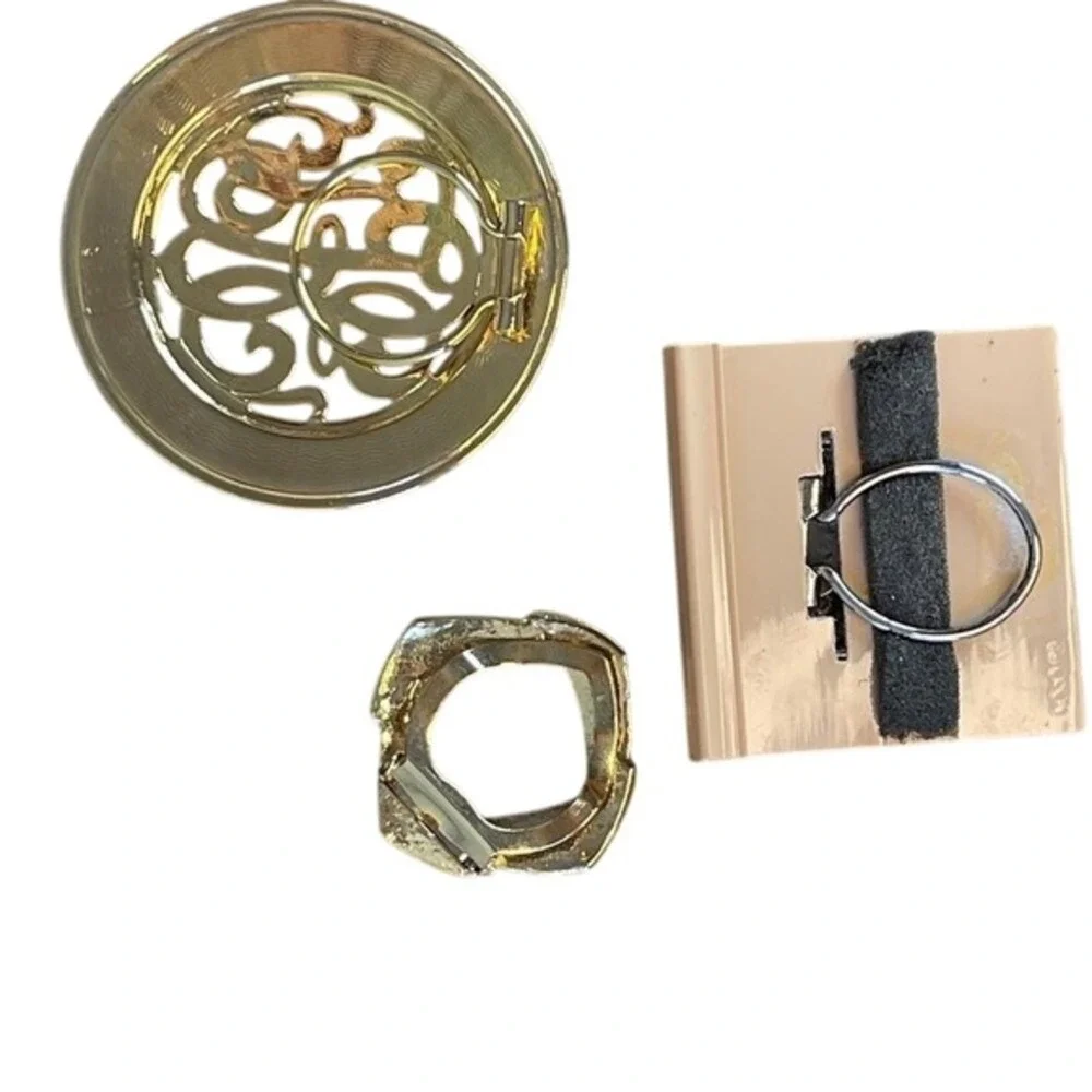 Scarf Clip Set Gold Silver Tone Vintage Geometric Filigree‎ 3pc Bundle